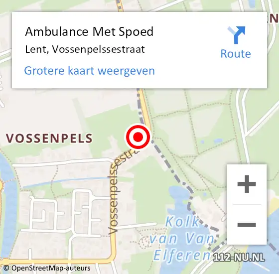 Locatie op kaart van de 112 melding: Ambulance Met Spoed Naar Lent, Vossenpelssestraat op 4 juli 2022 18:57