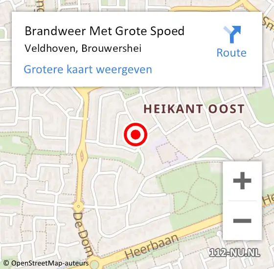 Locatie op kaart van de 112 melding: Brandweer Met Grote Spoed Naar Veldhoven, Brouwershei op 4 juli 2022 19:00