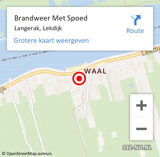 Locatie op kaart van de 112 melding: Brandweer Met Spoed Naar Langerak, Lekdijk op 4 juli 2022 19:27