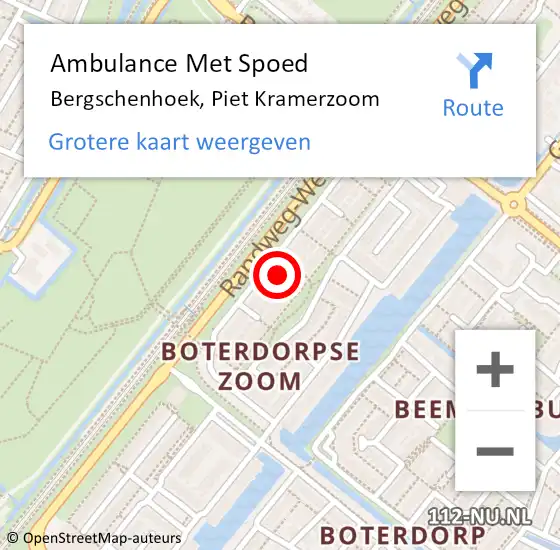 Locatie op kaart van de 112 melding: Ambulance Met Spoed Naar Bergschenhoek, Piet Kramerzoom op 4 juli 2022 19:47