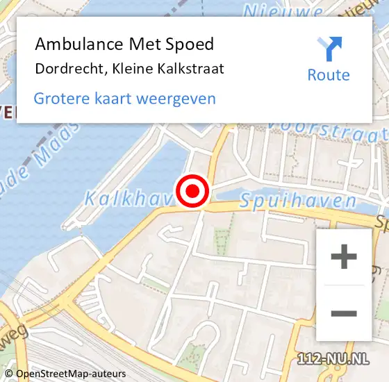 Locatie op kaart van de 112 melding: Ambulance Met Spoed Naar Dordrecht, Kleine Kalkstraat op 4 juli 2022 20:02