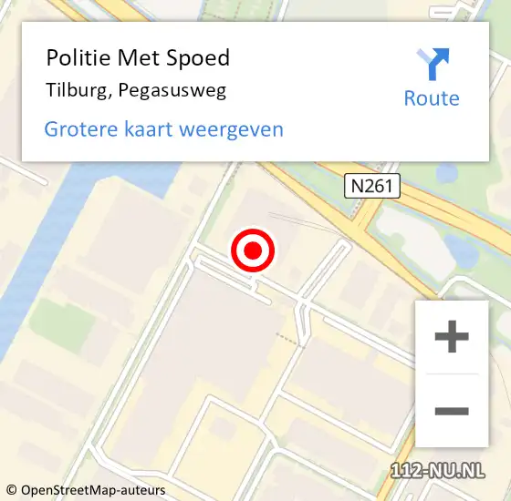 Locatie op kaart van de 112 melding: Politie Met Spoed Naar Tilburg, Pegasusweg op 4 juli 2022 20:10