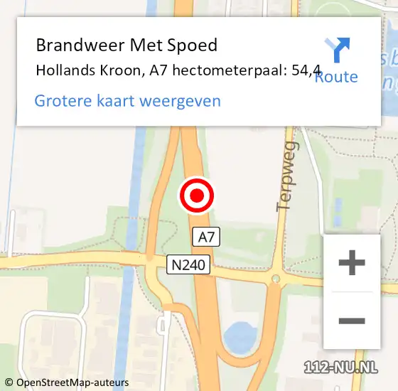 Locatie op kaart van de 112 melding: Brandweer Met Spoed Naar Hollands Kroon, A7 hectometerpaal: 54,4 op 4 juli 2022 20:13