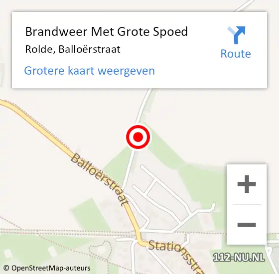 Locatie op kaart van de 112 melding: Brandweer Met Grote Spoed Naar Rolde, Balloërstraat op 4 juli 2022 20:32