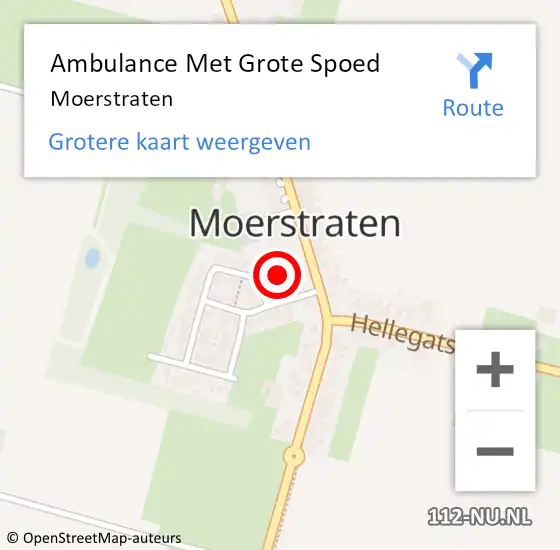 Locatie op kaart van de 112 melding: Ambulance Met Grote Spoed Naar Moerstraten op 4 juli 2022 20:45