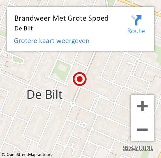 Locatie op kaart van de 112 melding: Brandweer Met Grote Spoed Naar De Bilt op 4 juli 2022 20:45