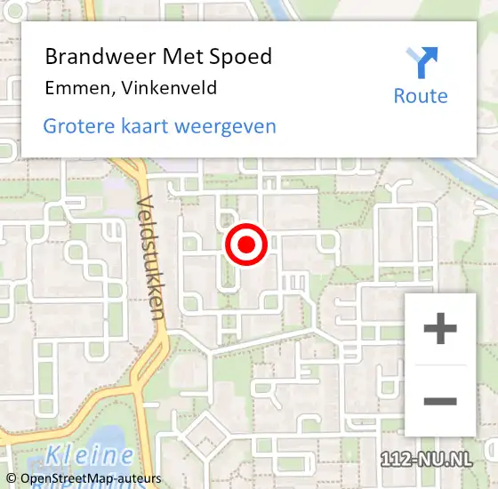 Locatie op kaart van de 112 melding: Brandweer Met Spoed Naar Emmen, Vinkenveld op 4 juli 2022 21:41