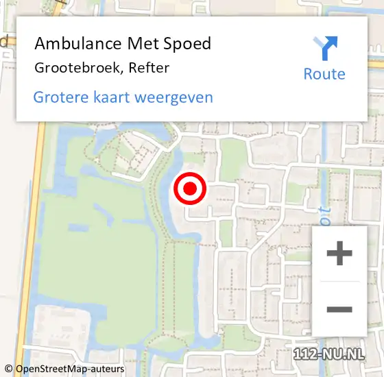 Locatie op kaart van de 112 melding: Ambulance Met Spoed Naar Grootebroek, Refter op 4 juli 2022 21:45