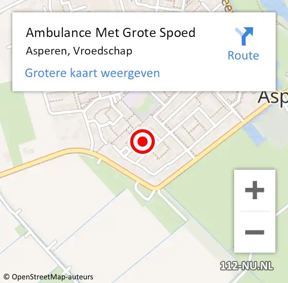 Locatie op kaart van de 112 melding: Ambulance Met Grote Spoed Naar Asperen, Vroedschap op 4 juli 2022 21:50