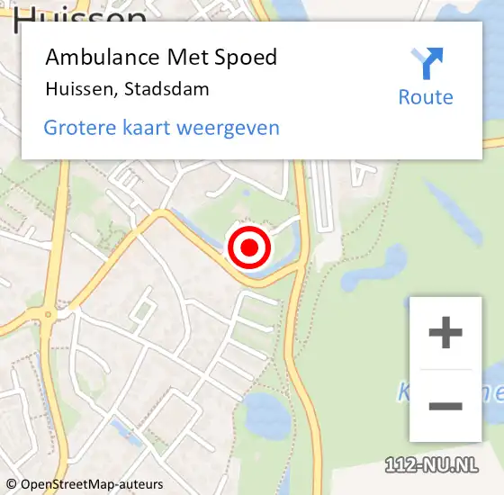 Locatie op kaart van de 112 melding: Ambulance Met Spoed Naar Huissen, Stadsdam op 4 juli 2022 21:52