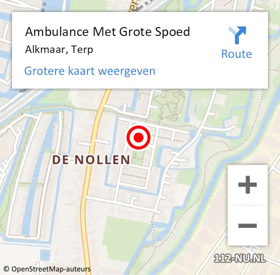 Locatie op kaart van de 112 melding: Ambulance Met Grote Spoed Naar Alkmaar, Terp op 4 juli 2022 23:10