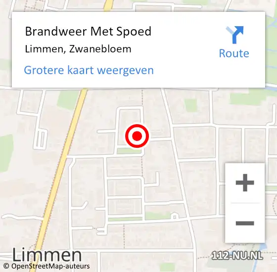 Locatie op kaart van de 112 melding: Brandweer Met Spoed Naar Limmen, Zwanebloem op 9 oktober 2013 08:51