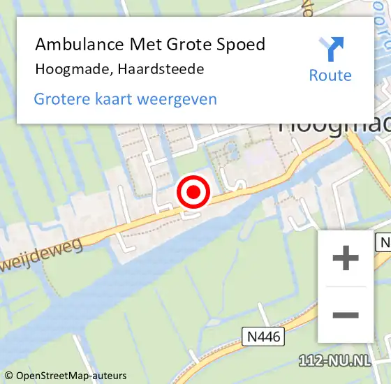 Locatie op kaart van de 112 melding: Ambulance Met Grote Spoed Naar Hoogmade, Haardsteede op 4 juli 2022 23:41