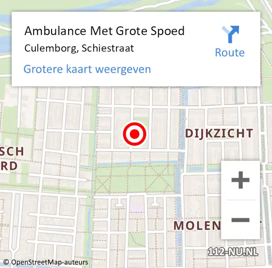 Locatie op kaart van de 112 melding: Ambulance Met Grote Spoed Naar Culemborg, Schiestraat op 4 juli 2022 23:47