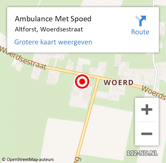 Locatie op kaart van de 112 melding: Ambulance Met Spoed Naar Altforst, Woerdsestraat op 5 juli 2022 00:28