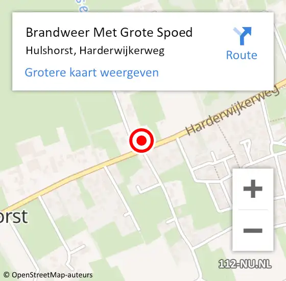 Locatie op kaart van de 112 melding: Brandweer Met Grote Spoed Naar Hulshorst, Harderwijkerweg op 5 juli 2022 00:33