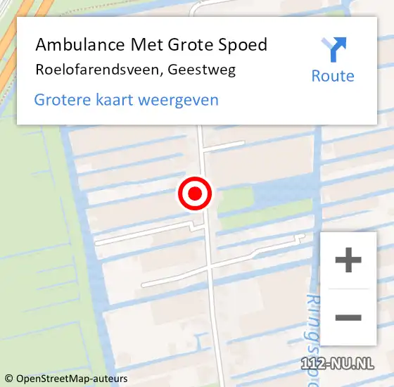 Locatie op kaart van de 112 melding: Ambulance Met Grote Spoed Naar Roelofarendsveen, Geestweg op 5 juli 2022 00:47