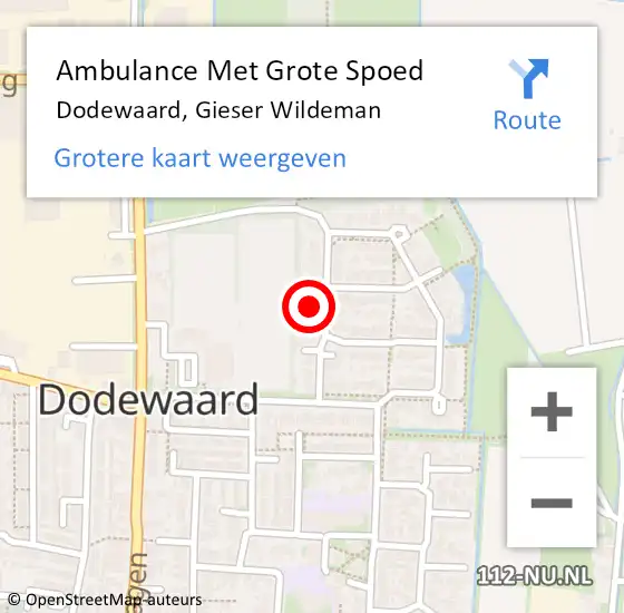 Locatie op kaart van de 112 melding: Ambulance Met Grote Spoed Naar Dodewaard, Gieser Wildeman op 5 juli 2022 00:50