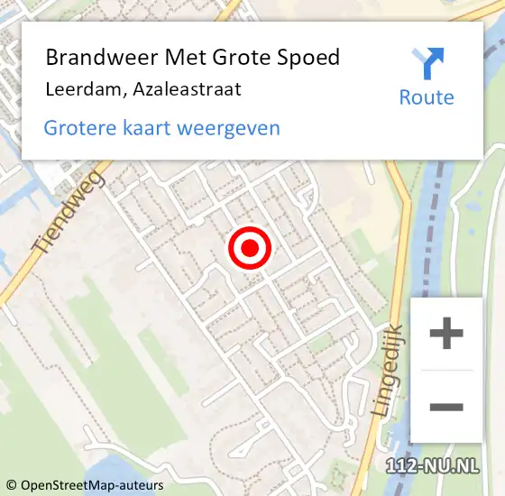 Locatie op kaart van de 112 melding: Brandweer Met Grote Spoed Naar Leerdam, Azaleastraat op 5 juli 2022 01:59