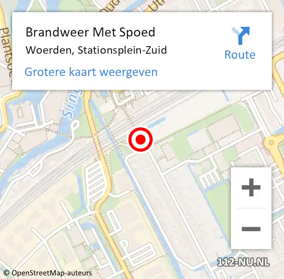 Locatie op kaart van de 112 melding: Brandweer Met Spoed Naar Woerden, Stationsplein-Zuid op 5 juli 2022 02:04