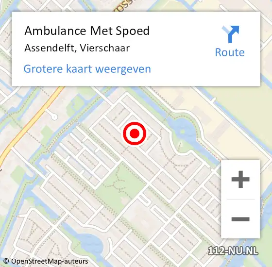 Locatie op kaart van de 112 melding: Ambulance Met Spoed Naar Assendelft, Vierschaar op 5 juli 2022 02:16