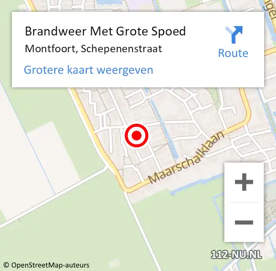 Locatie op kaart van de 112 melding: Brandweer Met Grote Spoed Naar Montfoort, Schepenenstraat op 5 juli 2022 02:21