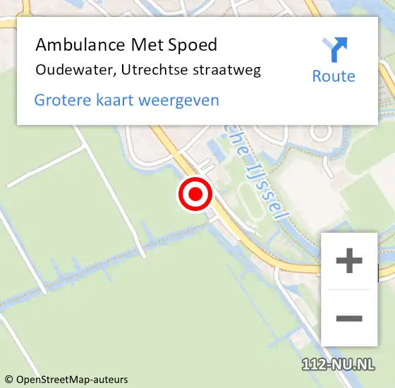 Locatie op kaart van de 112 melding: Ambulance Met Spoed Naar Oudewater, Utrechtse straatweg op 5 juli 2022 03:43