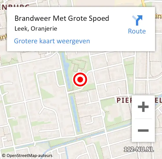 Locatie op kaart van de 112 melding: Brandweer Met Grote Spoed Naar Leek, Oranjerie op 5 juli 2022 04:00