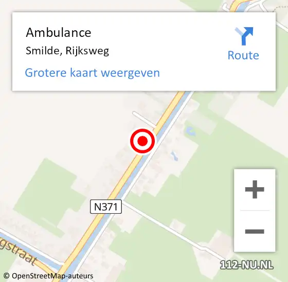Locatie op kaart van de 112 melding: Ambulance Smilde, Rijksweg op 22 juli 2014 10:22