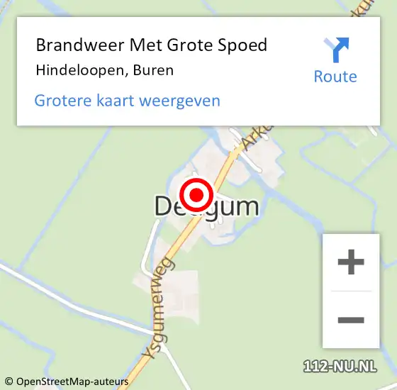 Locatie op kaart van de 112 melding: Brandweer Met Grote Spoed Naar Hindeloopen, Buren op 5 juli 2022 05:13