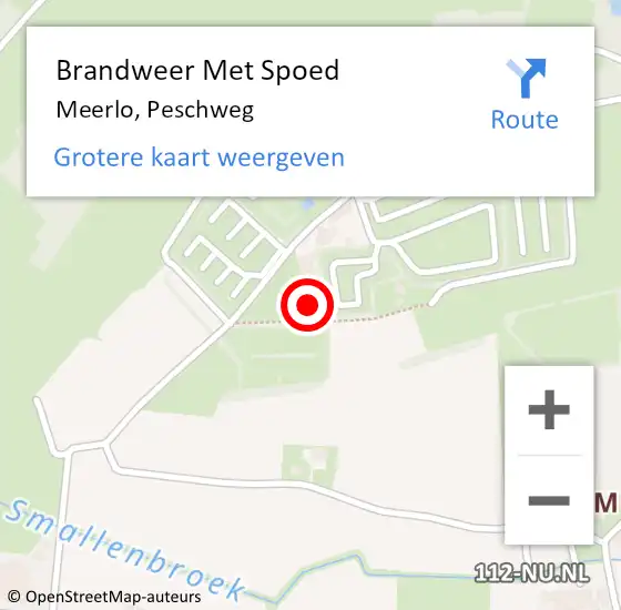 Locatie op kaart van de 112 melding: Brandweer Met Spoed Naar Meerlo, Peschweg op 5 juli 2022 05:16