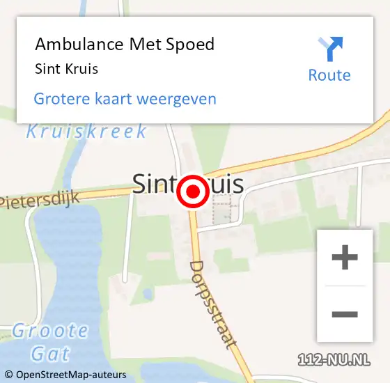 Locatie op kaart van de 112 melding: Ambulance Met Spoed Naar Sint Kruis op 5 juli 2022 05:23