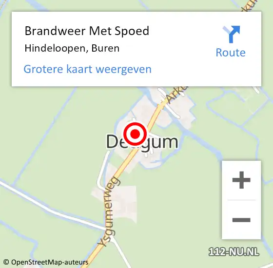 Locatie op kaart van de 112 melding: Brandweer Met Spoed Naar Hindeloopen, Buren op 5 juli 2022 05:34