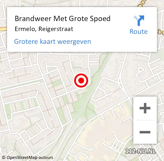 Locatie op kaart van de 112 melding: Brandweer Met Grote Spoed Naar Ermelo, Reigerstraat op 5 juli 2022 05:49