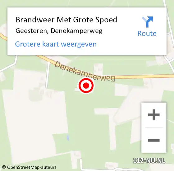 Locatie op kaart van de 112 melding: Brandweer Met Grote Spoed Naar Geesteren, Denekamperweg op 5 juli 2022 06:18