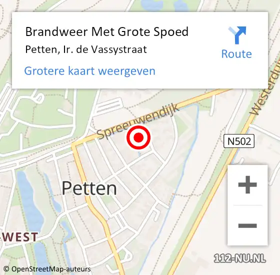 Locatie op kaart van de 112 melding: Brandweer Met Grote Spoed Naar Petten, Ir. de Vassystraat op 5 juli 2022 06:44