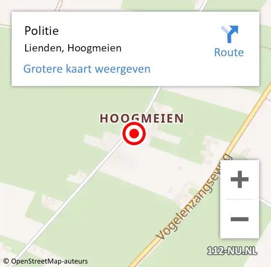 Locatie op kaart van de 112 melding: Politie Lienden, Hoogmeien op 5 juli 2022 06:44