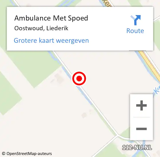 Locatie op kaart van de 112 melding: Ambulance Met Spoed Naar Oostwoud, Liederik op 5 juli 2022 06:53