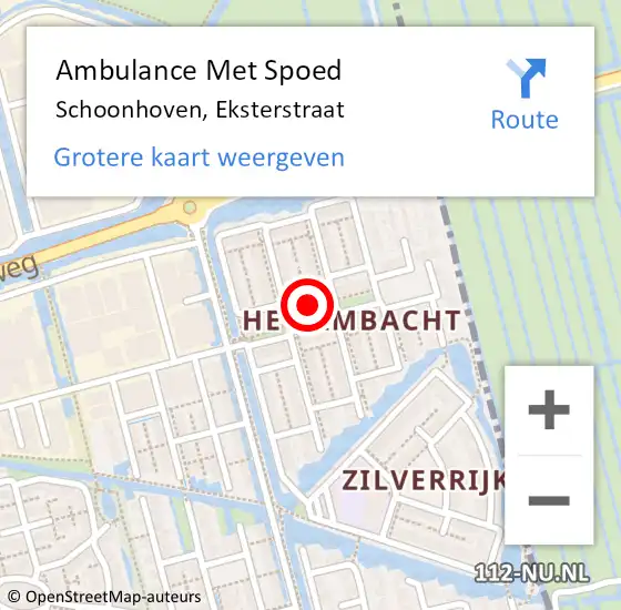 Locatie op kaart van de 112 melding: Ambulance Met Spoed Naar Schoonhoven, Eksterstraat op 5 juli 2022 07:24