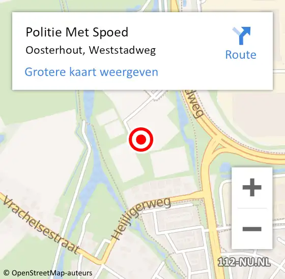 Locatie op kaart van de 112 melding: Politie Met Spoed Naar Oosterhout, Weststadweg op 5 juli 2022 07:28