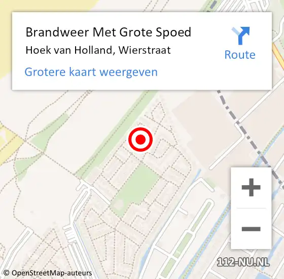 Locatie op kaart van de 112 melding: Brandweer Met Grote Spoed Naar Hoek van Holland, Wierstraat op 5 juli 2022 07:56