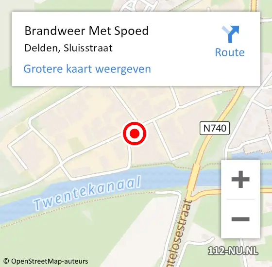 Locatie op kaart van de 112 melding: Brandweer Met Spoed Naar Delden, Sluisstraat op 5 juli 2022 08:04