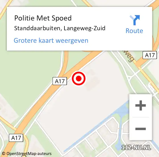 Locatie op kaart van de 112 melding: Politie Met Spoed Naar Standdaarbuiten, Langeweg-Zuid op 5 juli 2022 08:05