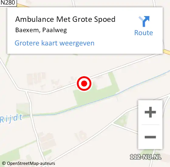 Locatie op kaart van de 112 melding: Ambulance Met Grote Spoed Naar Baexem, Paalweg op 5 juli 2022 08:42
