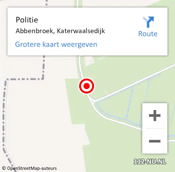 Locatie op kaart van de 112 melding: Politie Abbenbroek, Katerwaalsedijk op 5 juli 2022 08:59