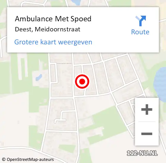 Locatie op kaart van de 112 melding: Ambulance Met Spoed Naar Deest, Meidoornstraat op 5 juli 2022 09:07