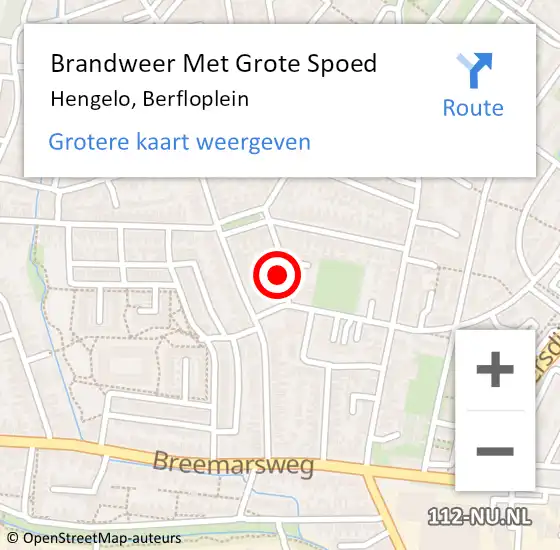 Locatie op kaart van de 112 melding: Brandweer Met Grote Spoed Naar Hengelo, Berfloplein op 5 juli 2022 09:19