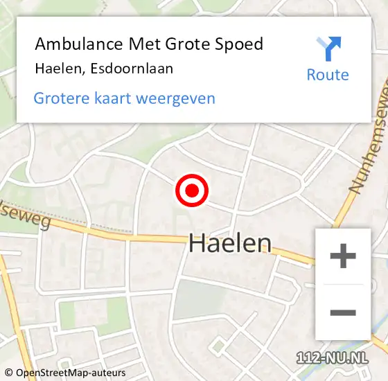 Locatie op kaart van de 112 melding: Ambulance Met Grote Spoed Naar Haelen, Esdoornlaan op 5 juli 2022 09:27