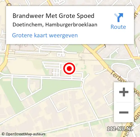 Locatie op kaart van de 112 melding: Brandweer Met Grote Spoed Naar Doetinchem, Hamburgerbroeklaan op 5 juli 2022 09:42