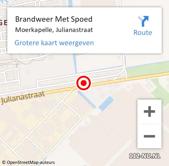 Locatie op kaart van de 112 melding: Brandweer Met Spoed Naar Moerkapelle, Julianastraat op 5 juli 2022 10:05